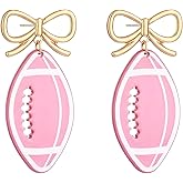 Baseball Football Earrings for Women Acrylic Football Bow Earrings Game Day Earrings for Women Football Jewelry Accessories