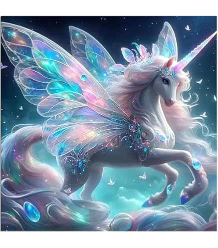 SHEGZHUC Diamant Painting Licorne Adulte 40x50 Cm Broderie Diamant Licorne Diamond Painting Papillon Fee Diamond Painting Fleur Paysage Paon Broderie Diamant Fleurs Puzzle Diamant Paysage Animaux