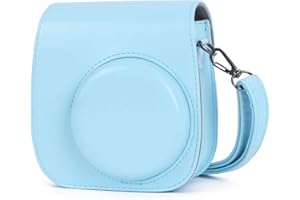 Phetium Instant Camera Case Compatible with Instax Mini 11/12,PU Leather Bag with Pocket and Adjustable Shoulder Strap (Sky Blue)