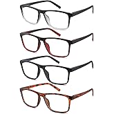 STARTONYOU 4 Pack Reading Glasses Men Readers Anti Blue Light UV400 Computer Eyeglasses With Spring Hinge Comfy Fashion Sturdy(Magnification 2.5 x)