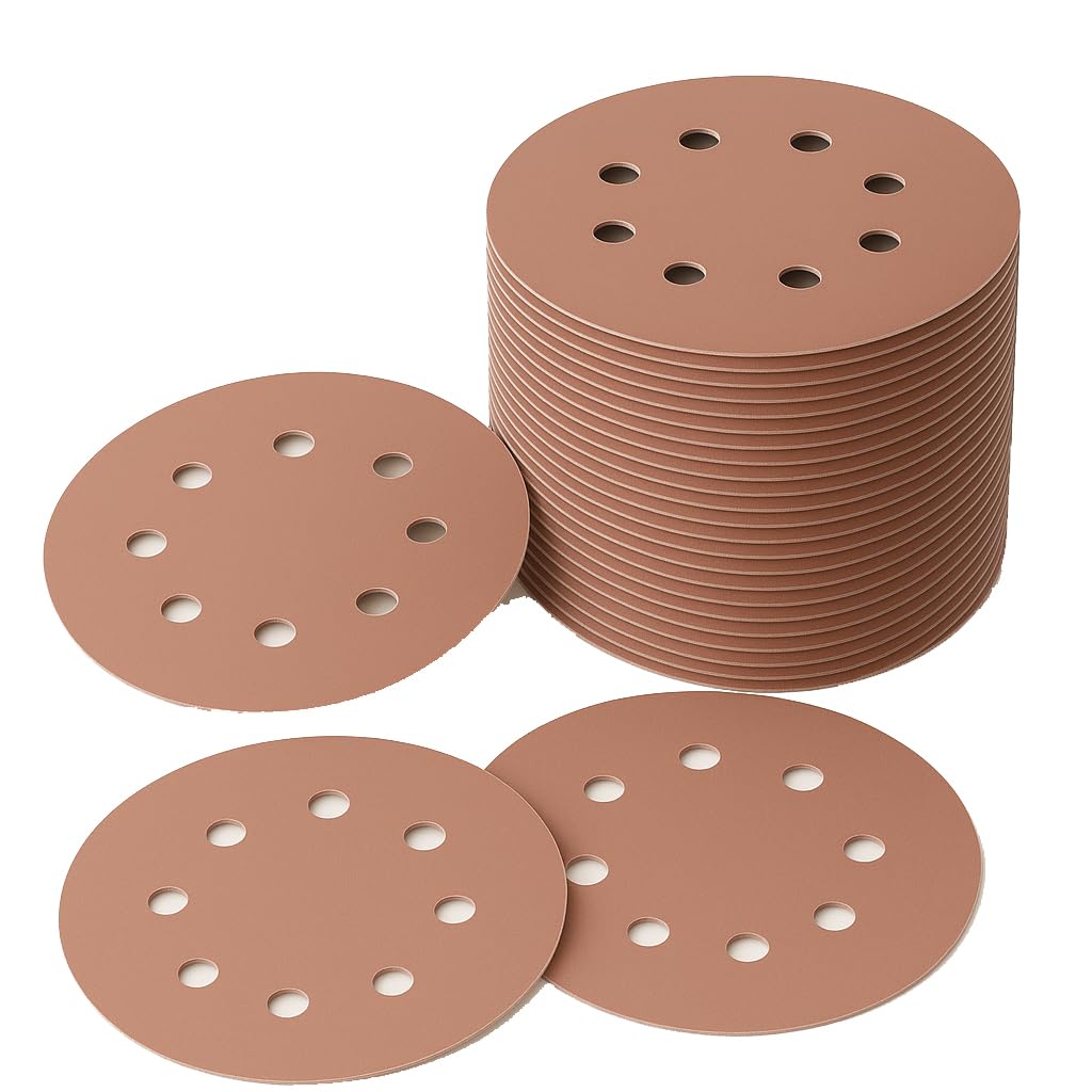 LESNIC 800 Grit Sanding Discs 50pcs, 125mm Sanding Discs 5 inches 8 Holes Fibre Backed Abrasive Discs Hook & Loop for Orbit Orbital Sanders and All Oscillating Tools