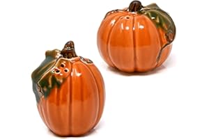 Gift Boutique Halloween Mini Pumpkin Salt & Pepper Shaker Set of 2 Ceramic Orange Pumpkins Shakers Thanksgiving Fall Indoor Kitchen Table Autumn Decor