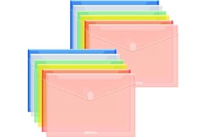 EEHZTSI 12-Pack Plastic Envelopes, Plastic Folders for Document Fit US Letter/A4 Size, Poly File Envelopes for School and Office Organization, 6 Colors