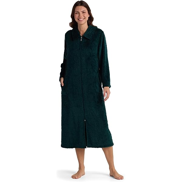 Slenderella Ladies Zip Up Dressing Gown Womens Soft Waffle Fleece Bath Robe  Small (Navy) at Amazon Women's Clothing store