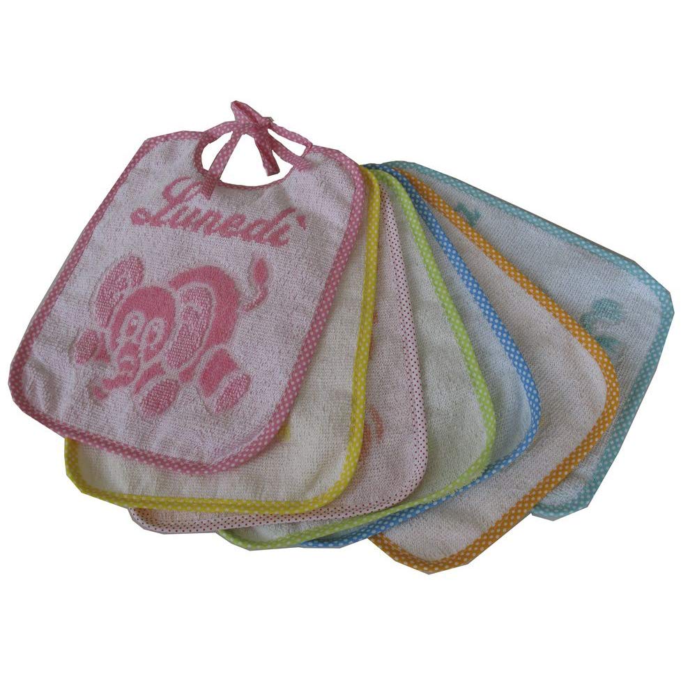 Bubabù CON097/B Pack of 7 Bibs Week Pierino Baby Bibs with Straps, in Bag