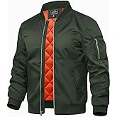 TACVASEN Mens Bomber Jacket Windproof Windbreaker Thermal Quilted Jacket Warm Winter Padded Coats