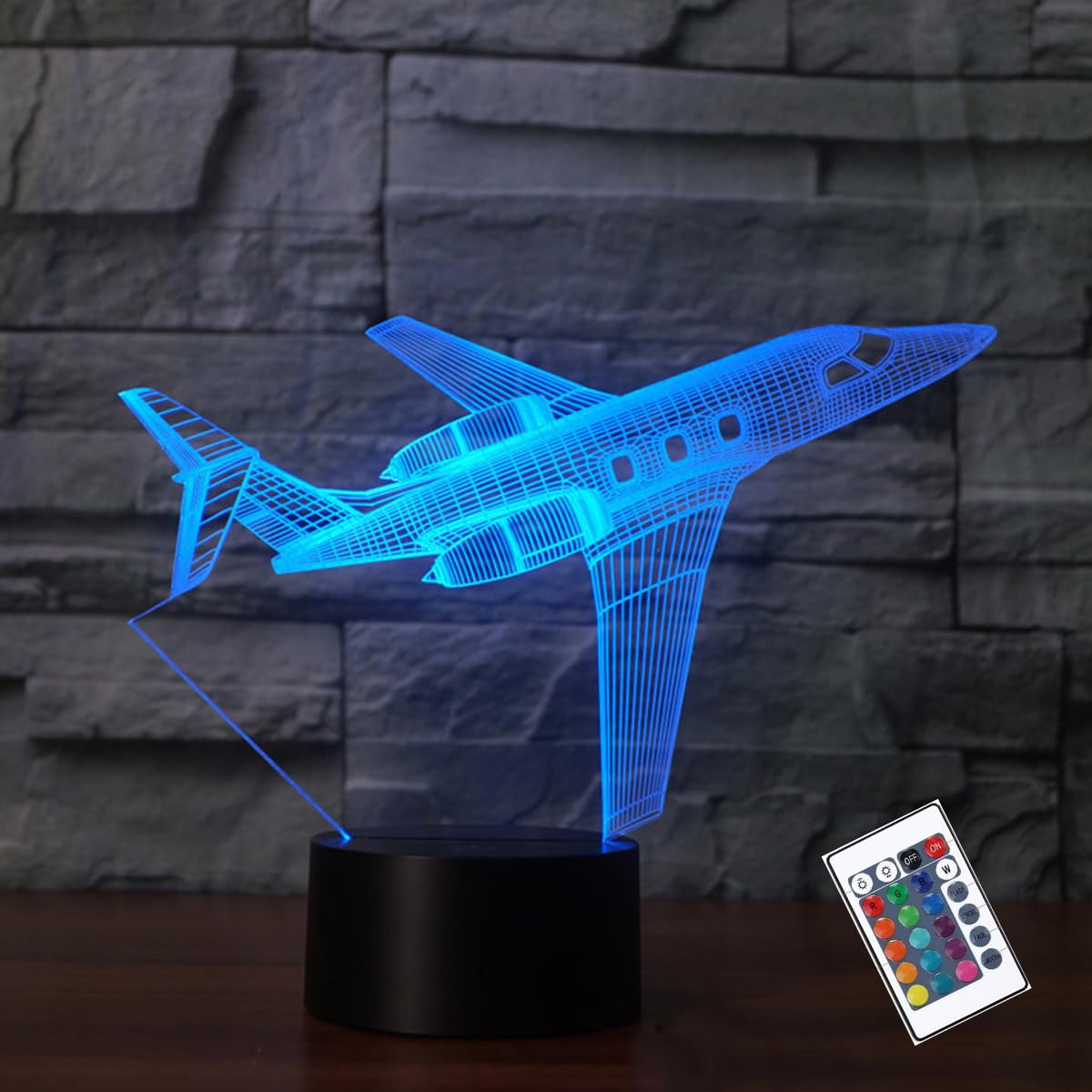 PONLCY 3D Illusion Lamp Airplane Led Night Light, 16 Colors Changing USB Desk Lamps with Remote Control, Bedroom Decoration Table Lights for Kids Birthday Gifts