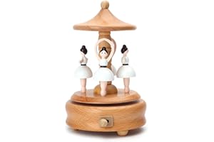 Wooden Music Boxes - Creative Ballet Dancer Train Cake Music Boxes - Classical Box for Girls Christmas Birthday Gift or Desk 