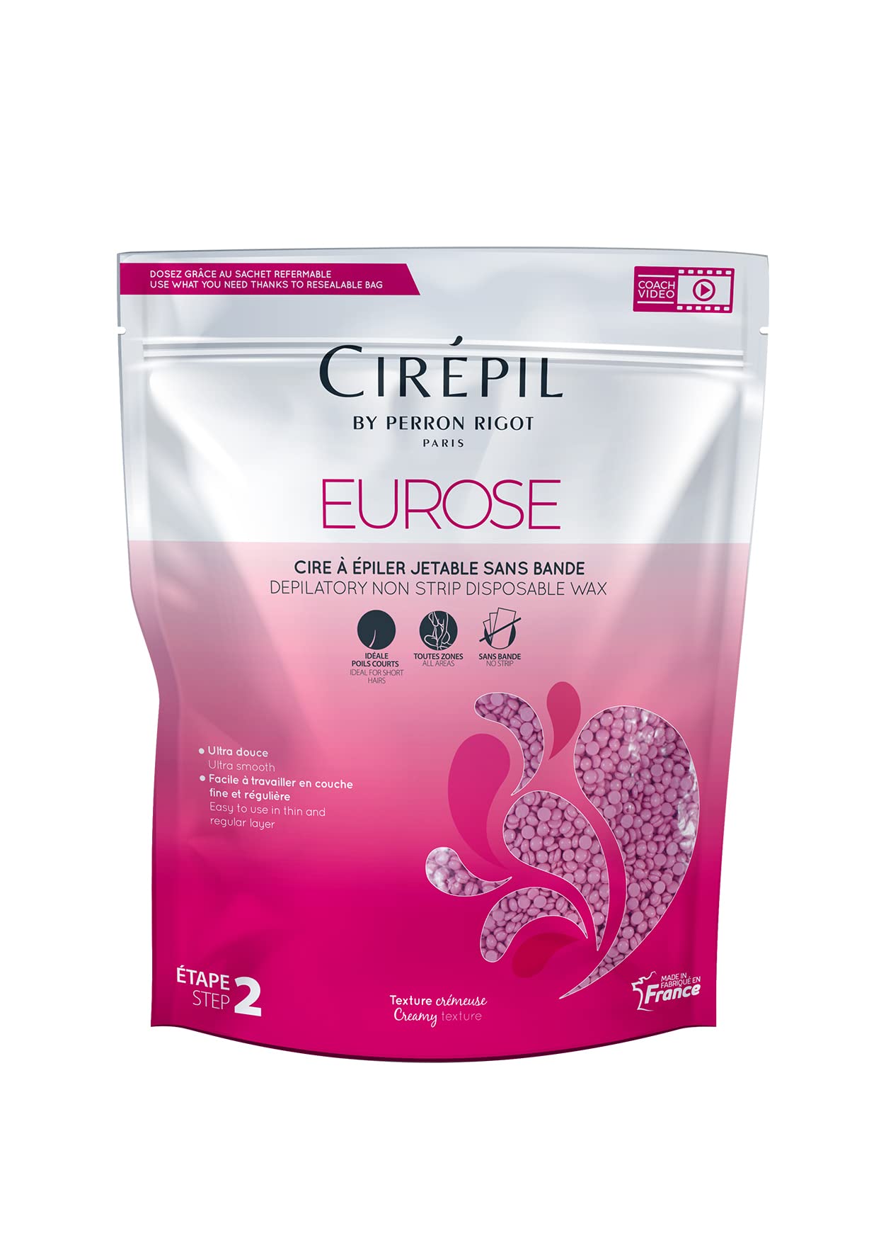 Cirepil Eurose - 800g / 28.22 oz Wax Beads Bag - All-Purpose & Unscented - Ultra Smooth & Creamy Texture - Perfect for Short Hairs
