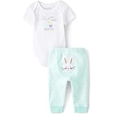 The Children's Place unisex-baby And Newborn My First Easter Short Sleeve Top and Bottom 2-piece Set