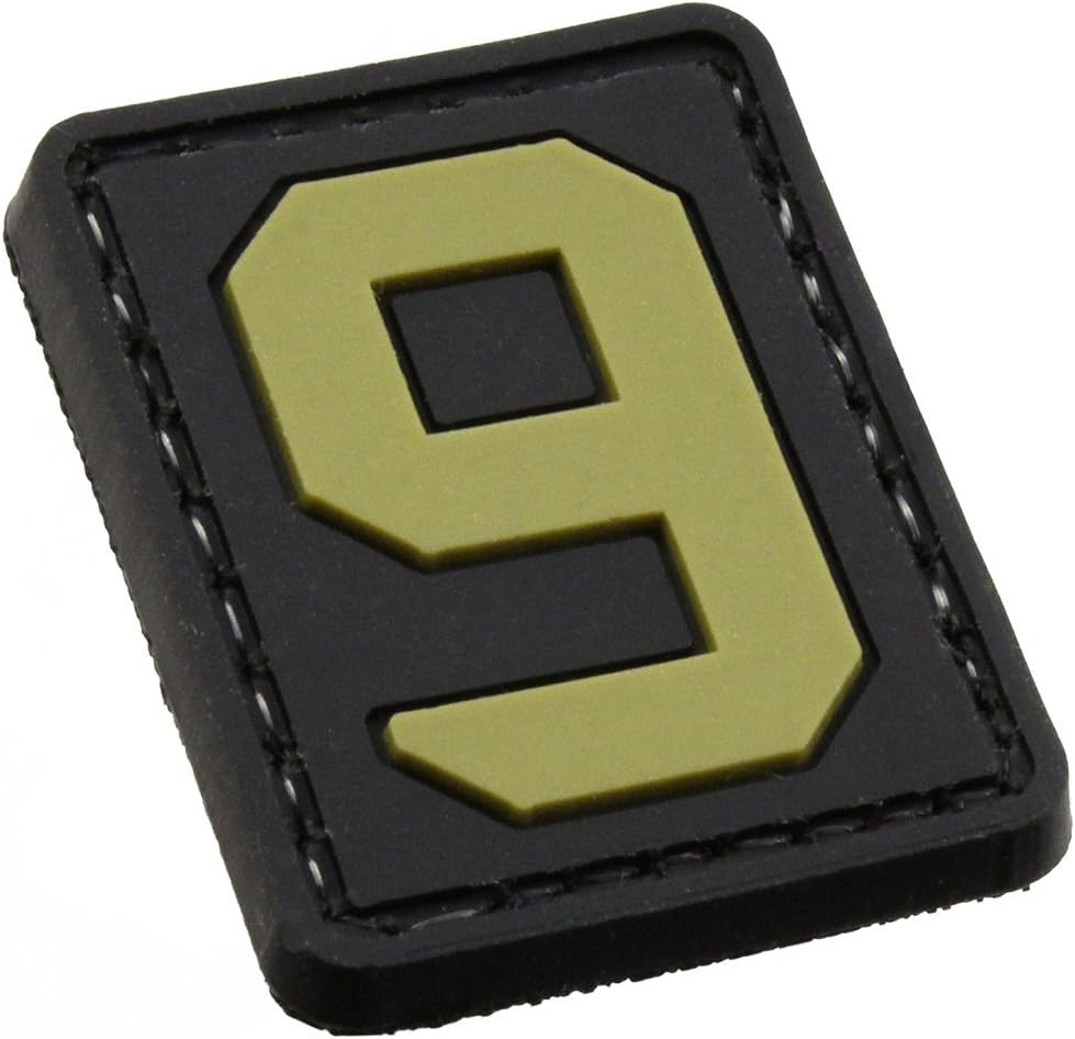 BEGADI 3D Rubber Patch Number 9" with Hook & Loop, made of durable hard rubber, 3.2 x 2.5cm