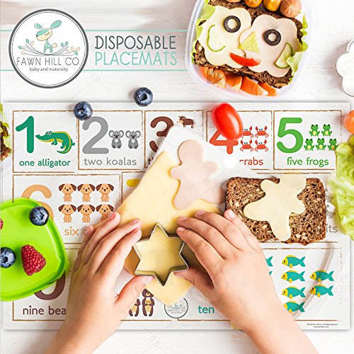 Fawn Hill Co. Disposable Placemats for Baby Peel & Stick on Adhesive Table Topper ABC
