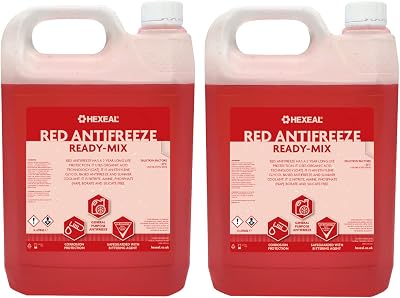 Hexeal Red Antifreeze 10L Ready Mix 2 x 5L Long Life Coolant & Antifreeze