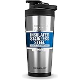 Ice Shaker Insulated Stainless Steel Shaker Bottle | 26oz, Stainless Steel | Cold for 30+ Hours | Insulated Cup with Twist-on Agitator | Odor-Free Bottle for Protein Shakes, Water, Cocktails