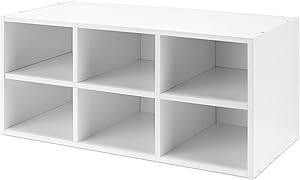 Whitmor 24-inch Wood 6-Section Stackable Cube Organizer, White