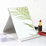 OWLKELA Portable Folding Mirror 16x12cm White PU Leather Travel Vanity view 6