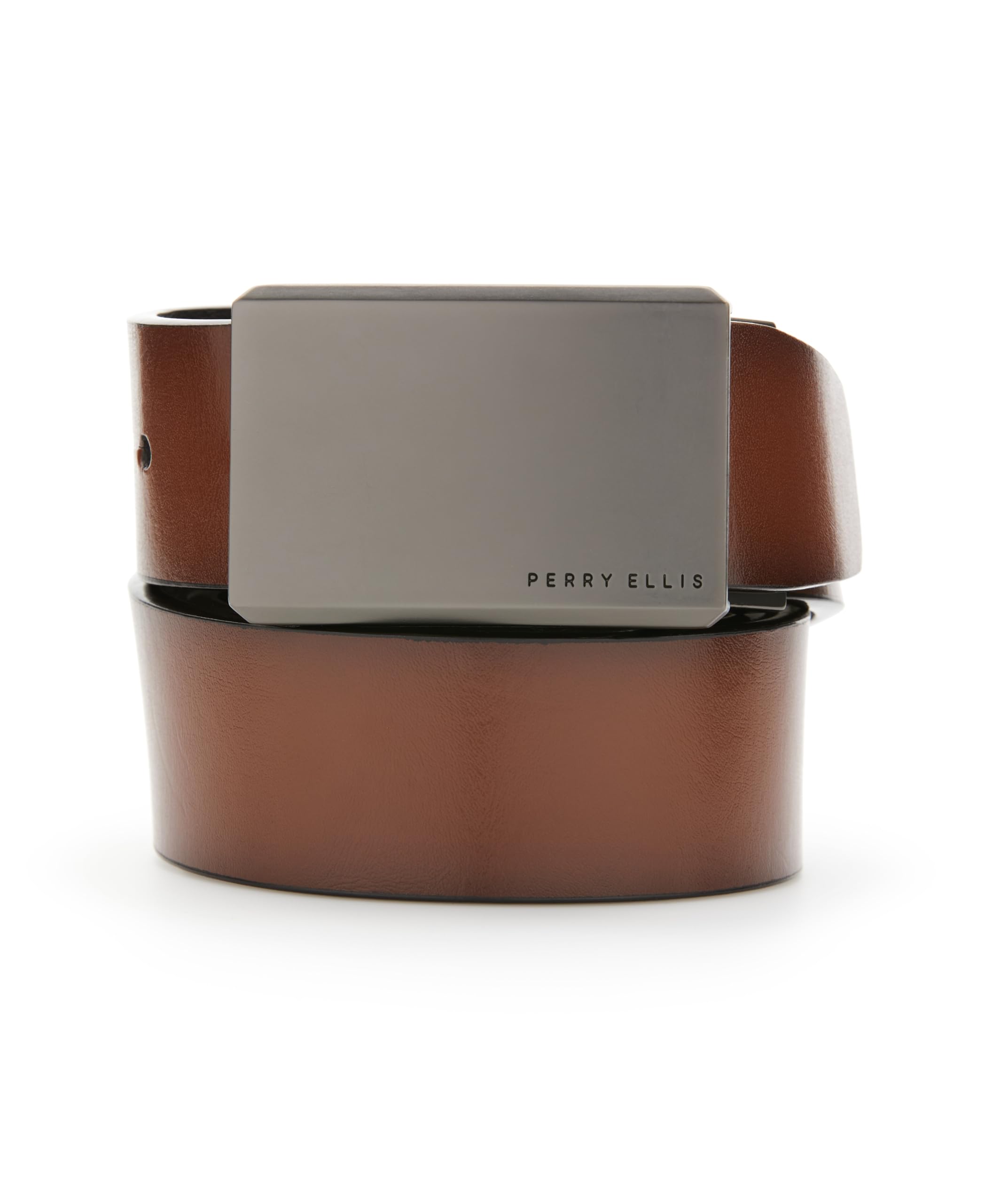Perry Ellis Men's Portfolio Bonded Leather Reversible Belt, Brn30, 44 Image