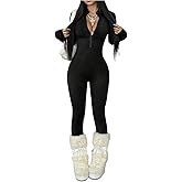 Milumia Women's Long Sleeve Bodycon Jumpsuit Zip Up One Piece Romper Pants Clubwear