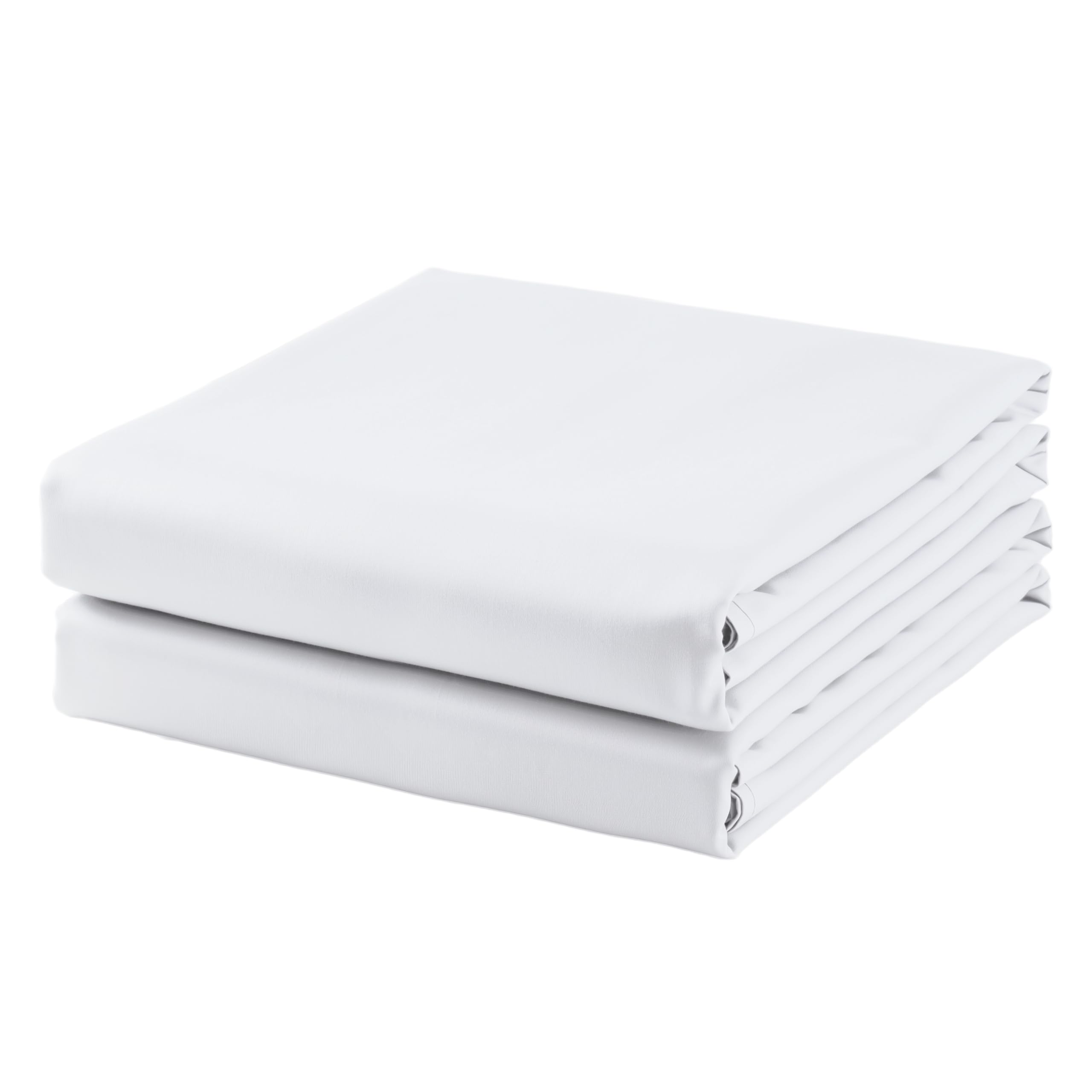 Photo 1 of 2-Pack Cotton King Flat Sheet Only, 600 Thread Count 100% Egyptian Cotton Top Sheet, Cool & Breathable Flat Bed Sheets Wrinkle, Fade, Stain Resistant (White King 2Pack)