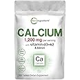 Micro Ingredients Calcium Supplements for Women and Men, 300 Tablets | Calcium 1,200 mg with Vitamin D3 & K2 (MK-7) & Boron + Mineral Complex | Supports Bone, Immune & Heart Health | Non-GMO