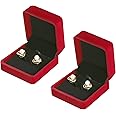 KUKUVR 2 Pieces Classic Velvet Jewelry Earring Gift Box for Stud Earring Necklace Pendant, Jewellry Earring Storage Display Case for Wedding Engagement Birthday Anniversary