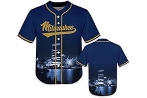 FANS4US Kids Baseball City Night Skyline Jersey Shirt Printing Apparel for Boy Girl Fans Uniform Gifts Toddler 4-7 Youth 8-20 Years
