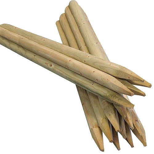 10 Pack Rounded Fence Stakes 1.8m x75mm. Wooden Fencing Posts, 6ft