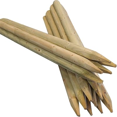 Suregreen Round Fence Posts 1.5m 50mm 5 Pack Green Treated Stakes