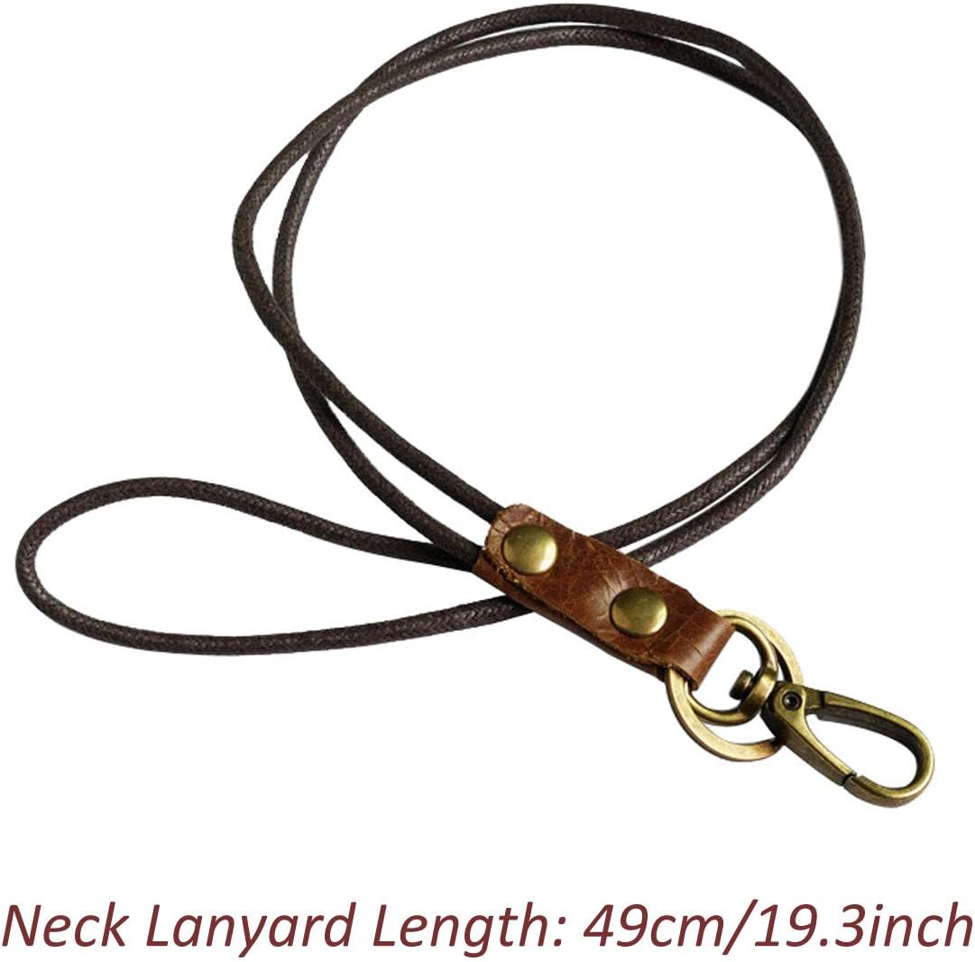 Aileder Lanyard Neck Strap 3pcs Leather Neck Lanyard Wrist Hand Strap with Strong Metal Clasp for ID Card Badge Holder Keys - Image 5