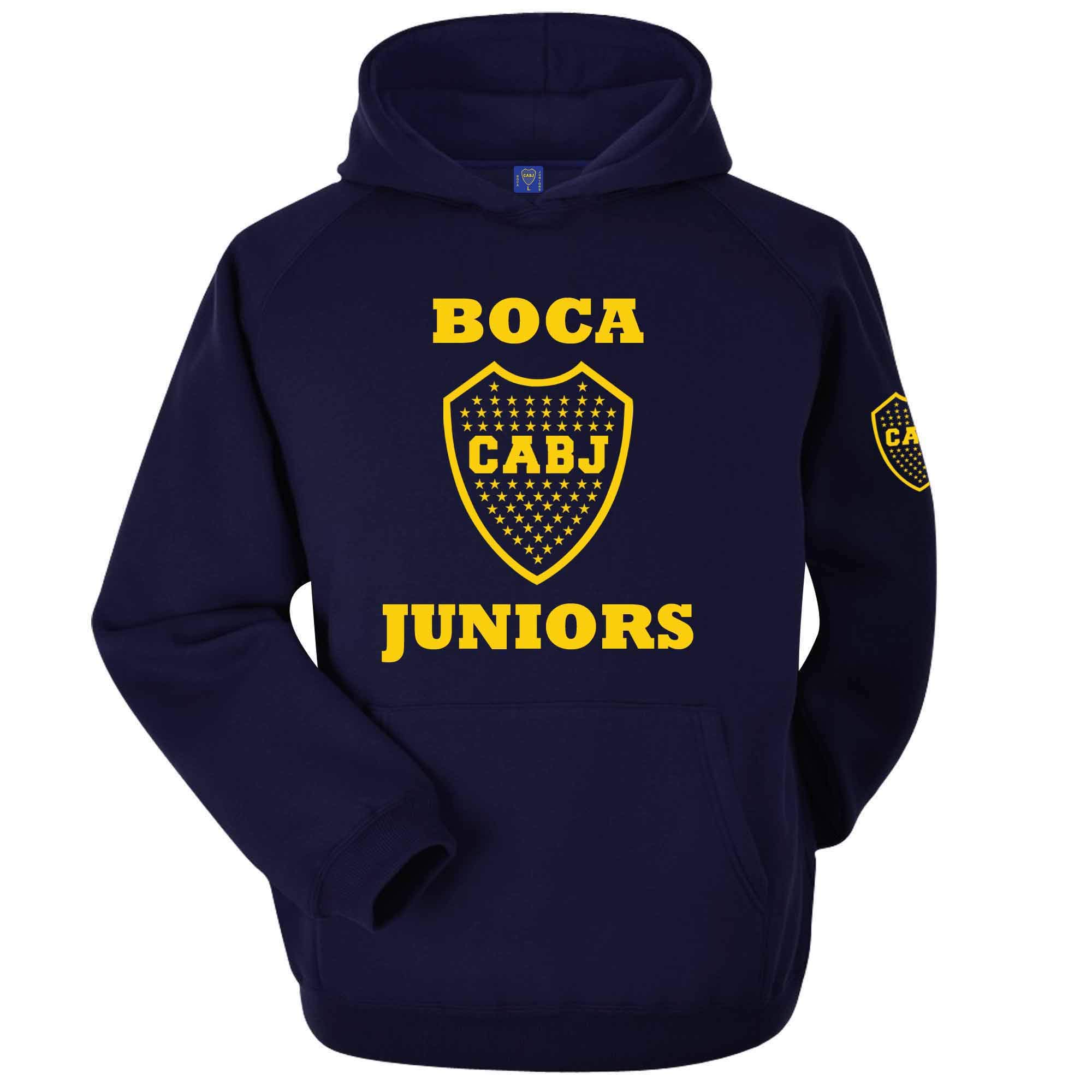 Boca Juniors CABJ Official Crest Fans Hoodie (Adult Sizes S to 3XL) (X-LARGE) Navy Blue
