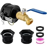 IBC Tote Adapter, 2" Cam Lock for 275-330 Gallon IBC Tote Tank with 2packs Groove Fittings, IBC Tote to Garden Hose Adapter with Brass Hose Faucet (3/4" Male NPT Inlet &times;3/4" Male GHT Threaded)