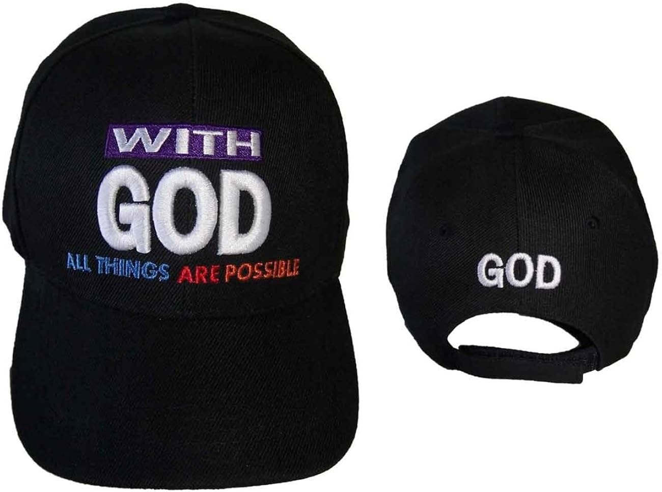 Christian Baseball Caps Hats Embroidered " With God All Things are