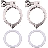 DERNORD Stainless Steel 304 Single Pin Heavy Duty Tri-clamp with Wing Nut for Ferrule TC with 1 pc Silicone Gasket (2 Inch Tri-clamp Size: 2 Pack)