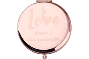 FEELMEM Musical Merch Love Doesn’t Discriminate Compact Mirror Musical Lover Travel Pocket Makeup Mirror Theater Fans Gift (G