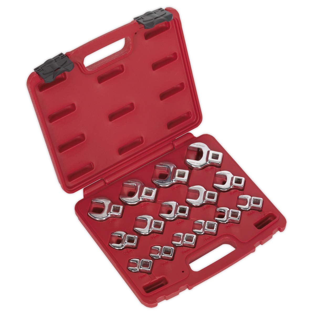 Sealey Ak59891 Crow'S Foot Open End Spanner Set 15Pc 3/8Sq Drive Metric