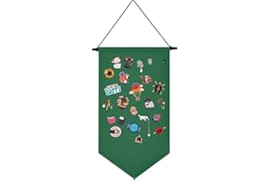 YeeMan Wall Hanging Brooch Jewelry Storage Case Canvas Display Stand Enamel Pin Display Banner Holder Earrings Necklace Glitter Pin Collection Organizer (Green)