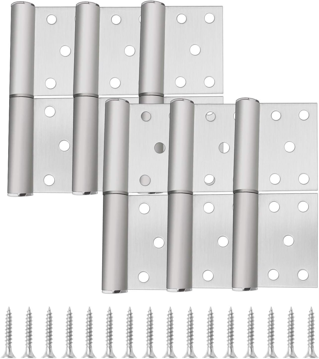 OTOTEC 6Pcs 4 Inch Flag Hinges Two Leaves Detachable Detachable Stainless Steel Brushed Lift Off Door Hinges 360 Degree Rotation with Screws