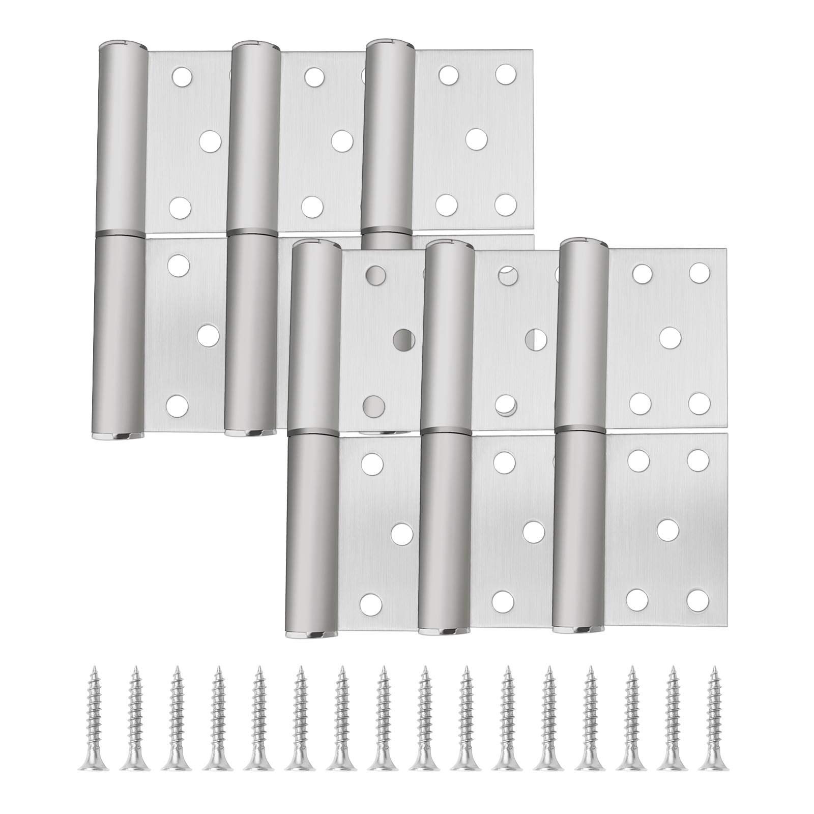 OTOTEC 6Pcs 4 Inch Flag Hinges Two Leaves Detachable Detachable Stainless Steel Brushed Lift Off Door Hinges 360 Degree Rotation with Screws