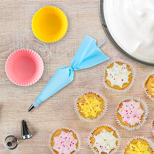 Avorast 64 in 1 Cake Decorating Supplies with 24-Pack Silicone Baking Cups, 36-Piece Stainless Steel Cake Piping Icing Tips, 2-Piece Couplers and 2-Pack Silicone Pastry Bags