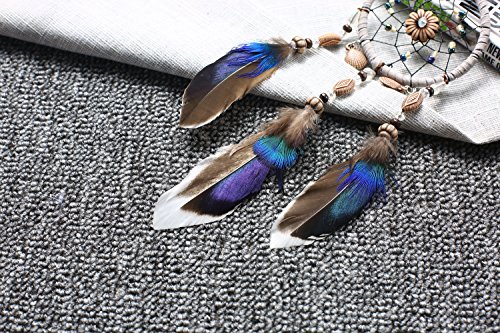 image for DrCor Mini Dream Catcher For Car Beaded Natural Feathers And Handmade 