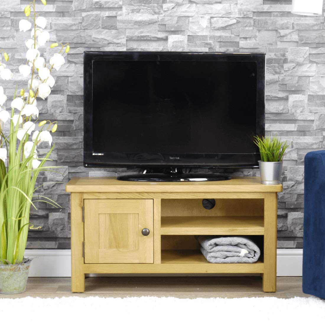 Milan Oak Tv Unit Small Tv Stand Storage Tv Cabinet Rustic