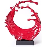 NENBOLEC Abstract Sculpture Decor Modern Arts Sea Wave Figurine Table Centerpiece Statue Polyresin Red 16.5 inch