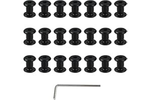 Oedema 20 Sets Black M4×4mm Binding Post Screws Countersunk Leather Rivets Stainless Steel Chicago Screws for Leather Crafting Bed Furniture, Φ5×5mm