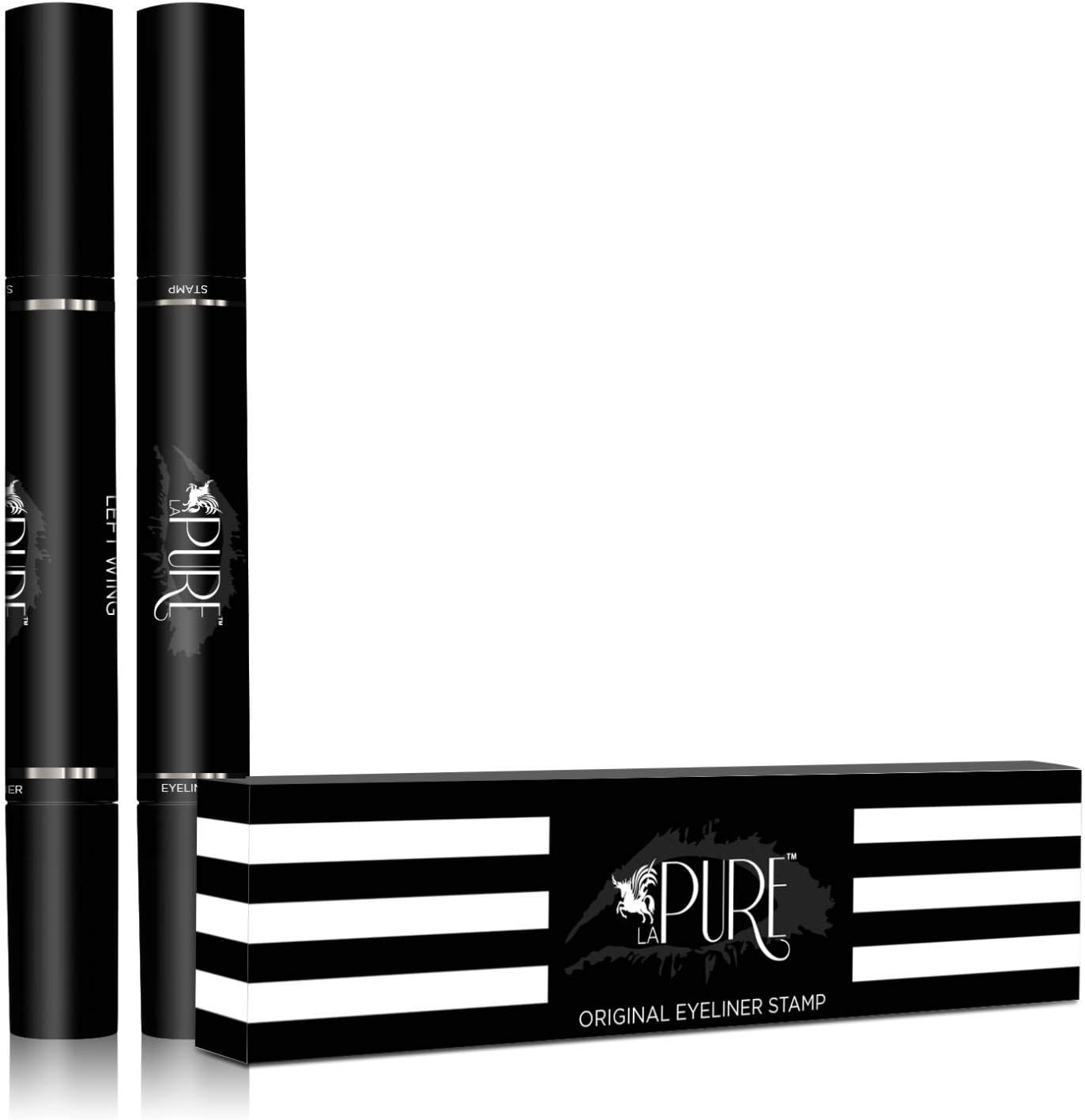 LA PURE Waterproof Eyeliner Stamp - 2 Wingliner Black Make Up Pens, Vamp Style Wing, Smudgeproof & Sweatproof, Perfect Cat Eye Look, Winged Long Lasting Liquid Eye Liner Pen, Eyeshadow, No Dipping