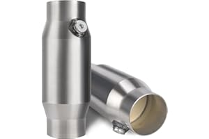 SOLLON 3 Inch Universal Catalytic Converter, 3" Inch Inlet/Outlet High Flow Front Cat Converter Direct-Fit with O2 Port and Heat Shield (EPA Compliant), 2 Pcs