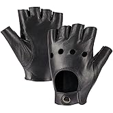 MGGMOKAY Women's Gloves Leather Dancing Punk Fingerless Half Palm Unlined