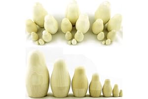 MATRYOSHKA&HANDICRAFT Matryoshka Russian Nesting Doll Babushka Blank Unpainted Set Handmade Souvenir Gift Handicraft (3-Pack)