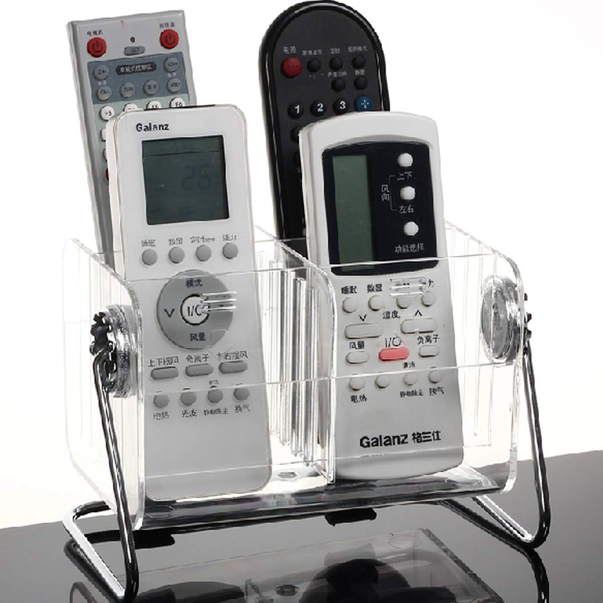 HQdeal Clear Desktop Remote Control Holder/Organizer Media Storage - Holds up to 6 Remotes