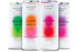 Mocktail Club Variety Pack Non-Alcoholic Sparkling Craft Cocktail - 4x12 Oz Cans | Non-GMO, No Artificial Ingredients, Gluten Free, Vegan | Bombay Fire, Havana Twist, Manhattan Berry, Capri Spritz
