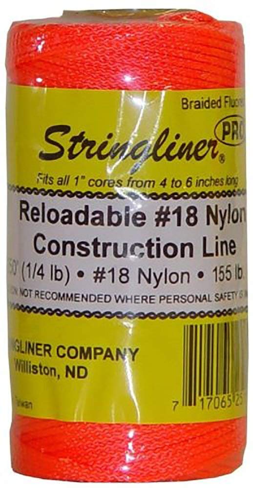 Stringliner 35159 250' Braided Nylon Construction Line Fluorescent Orange 1/4-lb. Replacement Roll by Stringliner